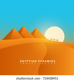 Egypt Travel Destination - The Great Pyramids Flat Design Vector