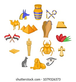 Egypt travel icons set. Cartoon illustration of 16 Egypt travel vector icons for web