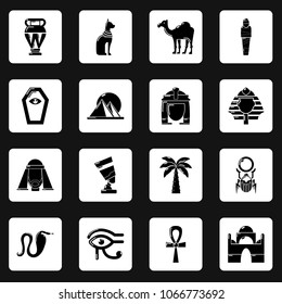 Egypt travel icons set. Simple illustration of 16 Egypt travel vector icons for web