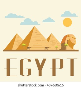 Egypt travel and landmark. Concept Vector Illustration