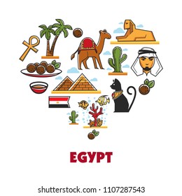Egypt travel tourism vector landmarks symbols