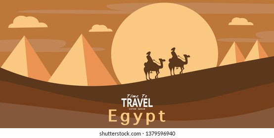 Egypt travel vacation famous landmark trip and holiday wallpaper, Banner, Background Vector illustration.