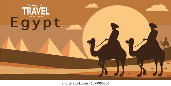 Egypt travel vacation famous landmark trip and holiday wallpaper, Banner, Background Vector illustration.