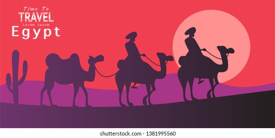 Egypt travel vacation famous landmark trip and holiday wallpaper, Banner, Background Vector illustration.
