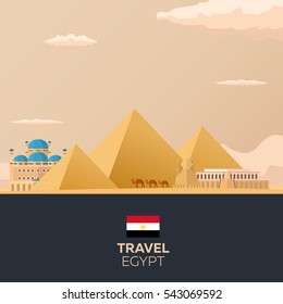 Egypt. Travelling illustration. Modern flat design Egypt travel