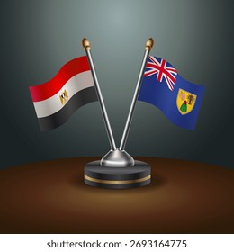 EGYPT and Turk and Caicos table flags relation  with gradient backgrund. Vector Illustration