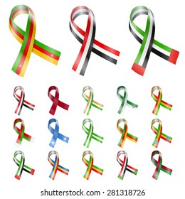 Egypt, UAE and other Biggest African Country National Flags Ribbons Vector Illustration