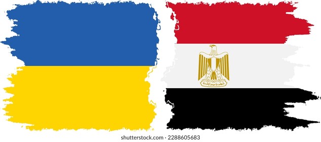 Egypt and Ukraine grunge flags connection, vector