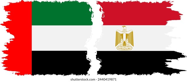 Egypt and United Arab Emirates grunge flags connection, vector