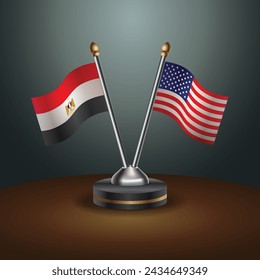 EGYPT and United States table flags with gradient backgrund. Vector Illustration