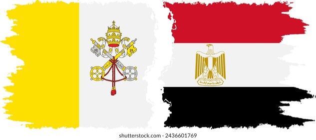 Egypt and Vatican grunge flags connection, vector