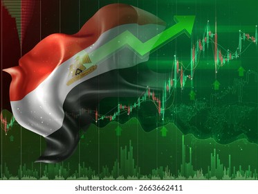 Ägypten, Vektor 3D Flagge Finanzaustausch Trend nach oben