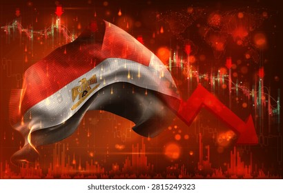 Egypt, vector 3d flag financial exchange trend down
