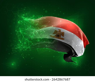 Egypt, vector 3d flag on green background and numbers