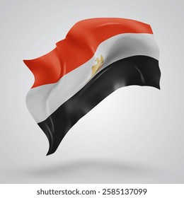 Egypt, vector 3d flag with waves on a white background