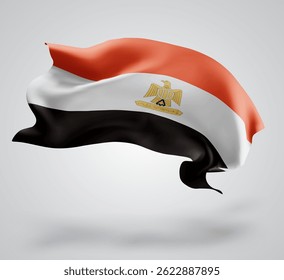 Egypt, vector 3d flag with waves on a white background