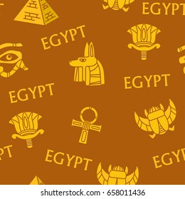 Egypt. Vector Ancient Egyptian Culture Seamless Patterns