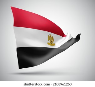 Egypt, vector flag with waves and bends waving in the wind on a white background.