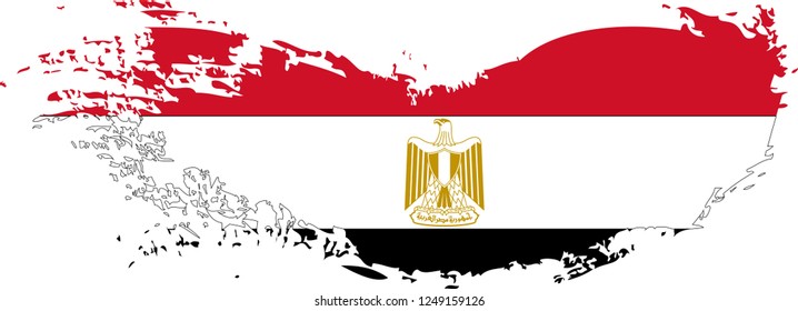 Egypt vector grunge brush stroke with  national flag and contour map. 