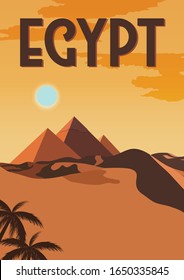 Egypt Vector Illustration Background. Travel to Egypt Country Linking Northeast Africa with Middle East. Flat Cartoon Vector Illustration in Colored Style.