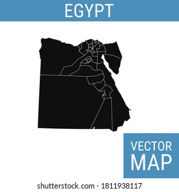 Egypt vector map with country name, black on white background.