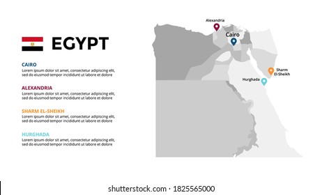 Egypt vector map infographic template. Slide presentation. Global business marketing concept. Color country. World transportation geography data. 