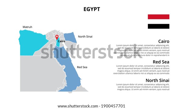 Egypt vector map\
infographic template divided by states, regions or provinces. Slide\
presentation.