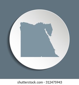 Egypt vector map on a paper circle. Cut out from white paper icon map of Egypt. Vector icon map of Egypt on dark background. Paper cut style country map. 