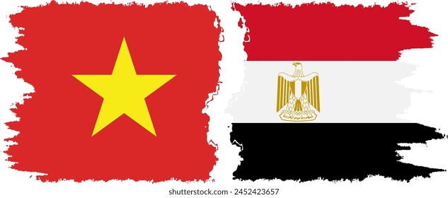 Egypt and Vietnam grunge flags connection, vector