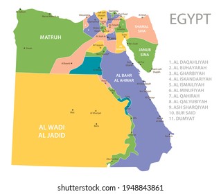 Egypt vintage map. High detailed vector map with pastel colors, cities and geographical borders