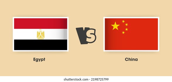 Egypt vs China flags placed side by side. Creative stylish national flags of Egypt vs China with background