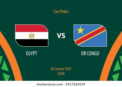 Egypt vs DR Congo football scoreboard broadcast template for soccer africa tournament 2023