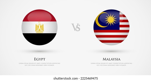 Egypt vs Malaysia country flags template. The concept for game, competition, relations, friendship, cooperation, versus.