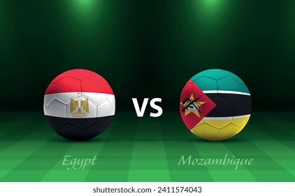 Plantilla de emisión del marcador de fútbol de Egipto vs Mozambique para el torneo de fútbol de áfrica 2023