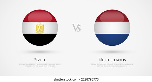 Egypt vs Netherlands country flags template. The concept for game, competition, relations, friendship, cooperation, versus.