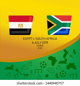 Egypt vs South Africa, African football match 2019, Egypt pattern with modern and traditional elements, Vector illustration.