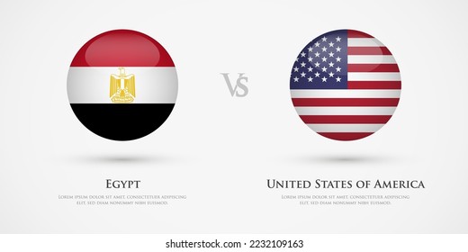 Egypt vs United States of America country flags template. The concept for game, competition, relations, friendship, cooperation, versus.