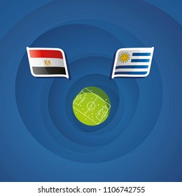 Egypt vs Uruguay flags abstract soccer stadium background