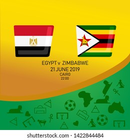 Egypt vs Zimbabwe, African football match 2019, Egypt pattern with modern and traditional elements, Vector illustration.