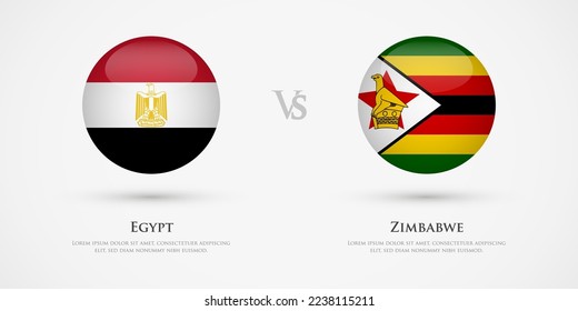 Egypt vs Zimbabwe country flags template. The concept for game, competition, relations, friendship, cooperation, versus.