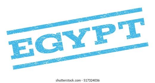 Egypt watermark stamp. Text caption between parallel lines with grunge design style. Rubber seal stamp with unclean texture. Vector light blue color ink imprint on a white background.