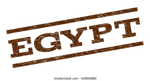 Egypt watermark stamp. Text caption between parallel lines with grunge design style. Rubber seal stamp with scratched texture. Vector brown color ink imprint on a white background.