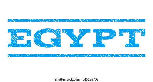 Egypt watermark stamp. Text tag between horizontal parallel lines with grunge design style. Rubber seal stamp with scratched texture. Vector blue color ink imprint on a white background.