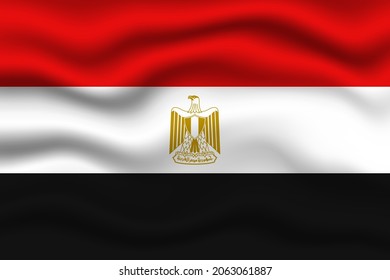Egypt wave on flag realistic effect. Fabric textile waving on wind effect vector illustration