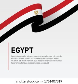 Egypt Waving Flag Ribbon Template Design Vector Illustration. Suitable for Greeting Card, Poster, Banner and Social Media Template.