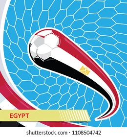 Egypt waving flag and soccer ball in goal net. football tournament vector illustration.
