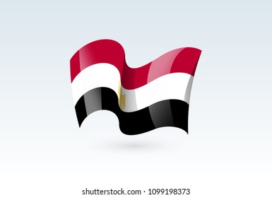 egypt waving flag vector icon, national symbol. Flag of egypt, fluttered in the wind - vector illustration isolated on white background.