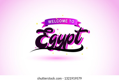 Egypt Welcome to Creative Text Handwritten Font with Purple Pink Colors Design Vector Illustration.