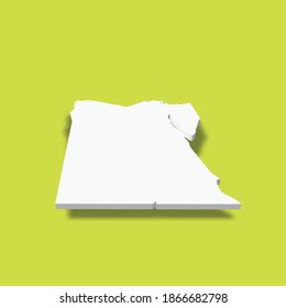 Egypt - white 3D silhouette map of country area with dropped shadow on green background. Simple flat vector illustration.