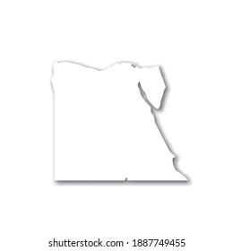 Egypt - white 3D silhouette map of country area with dropped shadow on white background. Simple flat vector illustration.